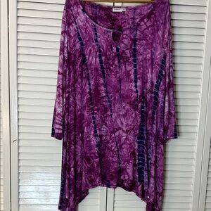 Avenue Purple Tie-Dye Women's Top
